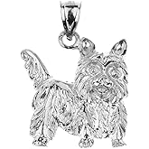 Claddagh Gold Polished 925 Sterling Silver Yorkshire Terrier Dog Charm Pendant