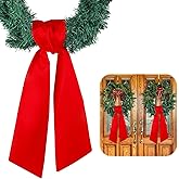 VitalCozy 2 Pcs Easter Wreath Sash for Front Door Plain Sash for Embroidery Monogram Wreath Accessories for Party Farmhouse Doorway Indoor Outdoor Decor(Red,4.5" W X 56" L)