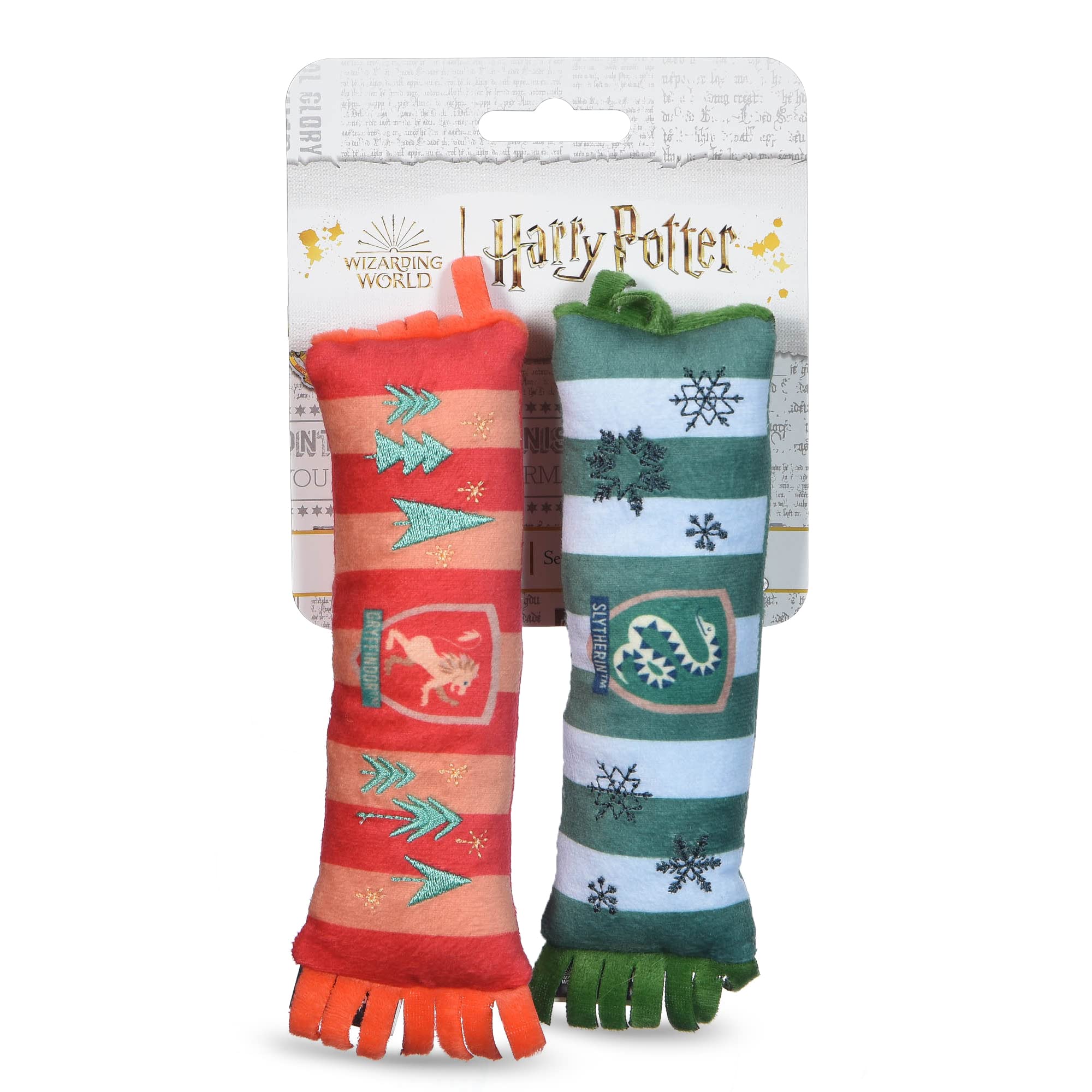 Harry Potter Plush Squeaker Gryffindor and Slytherin Scarf Toy | 2 Pack, 8 Inch - Dog Toys with Squeaker — image 1