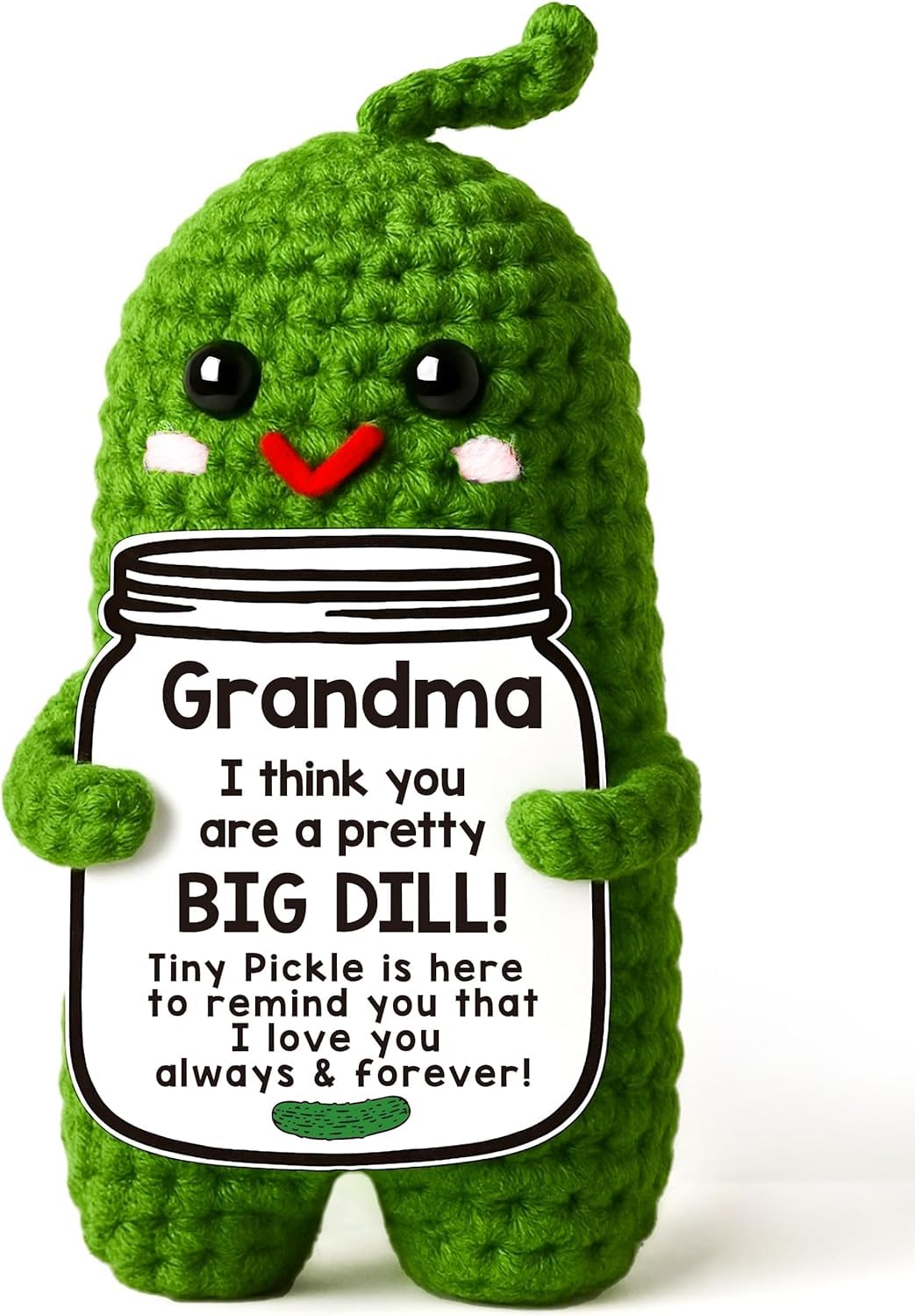 ALUNME Grandma Great Grandma Gigi Birthday You're a Big Dill Adorable Crochet Pickle Plush Personalized Message (grandma)