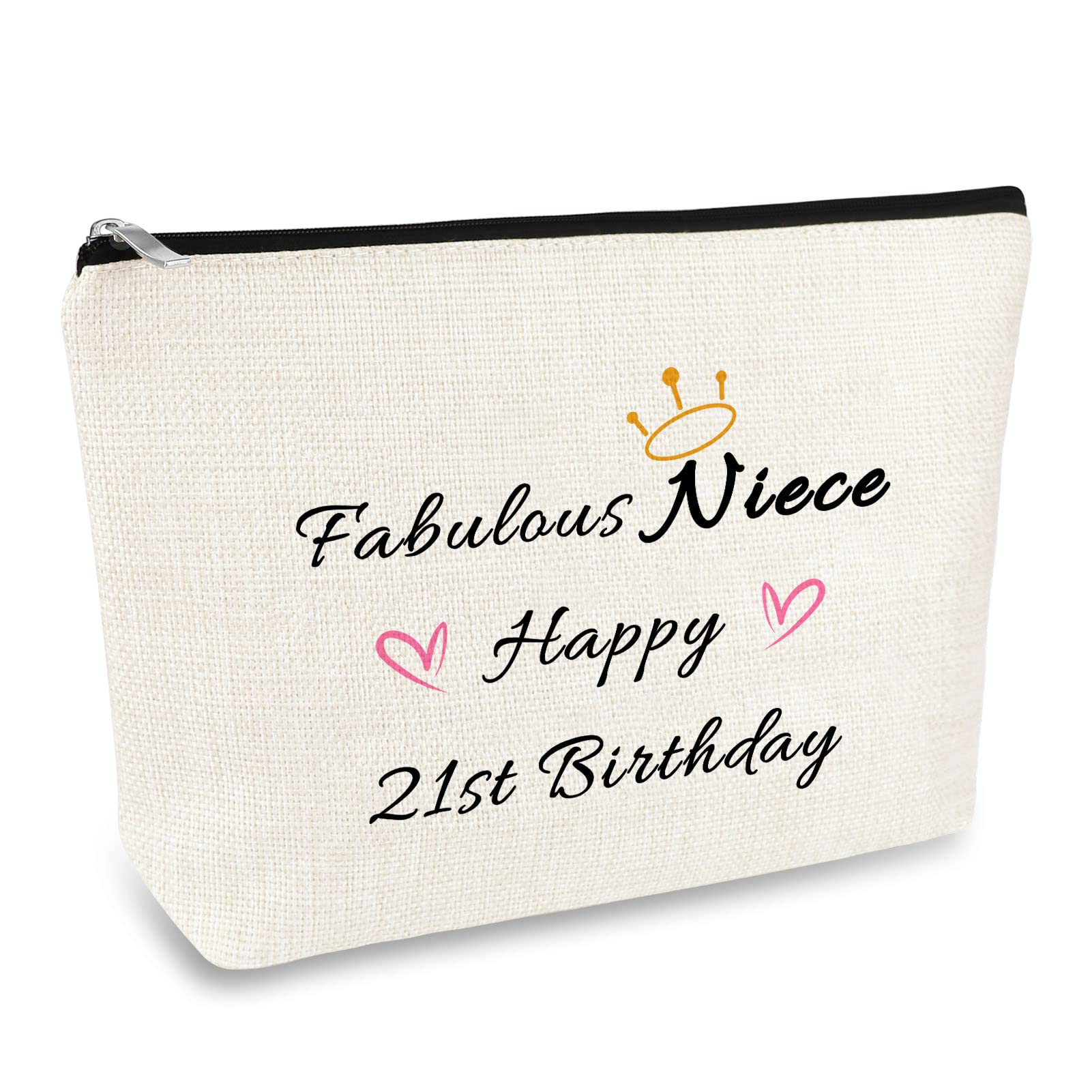 21st Birthday Gifts for Niece Makeup Bag Gift Niece Gifts from Aunt Uncle 21 Years Old Birthday Gift for Her 2004 Bday Present for Women Christmas Cosmetic Bag Makeup Pouch Travel Toiletry Pouch