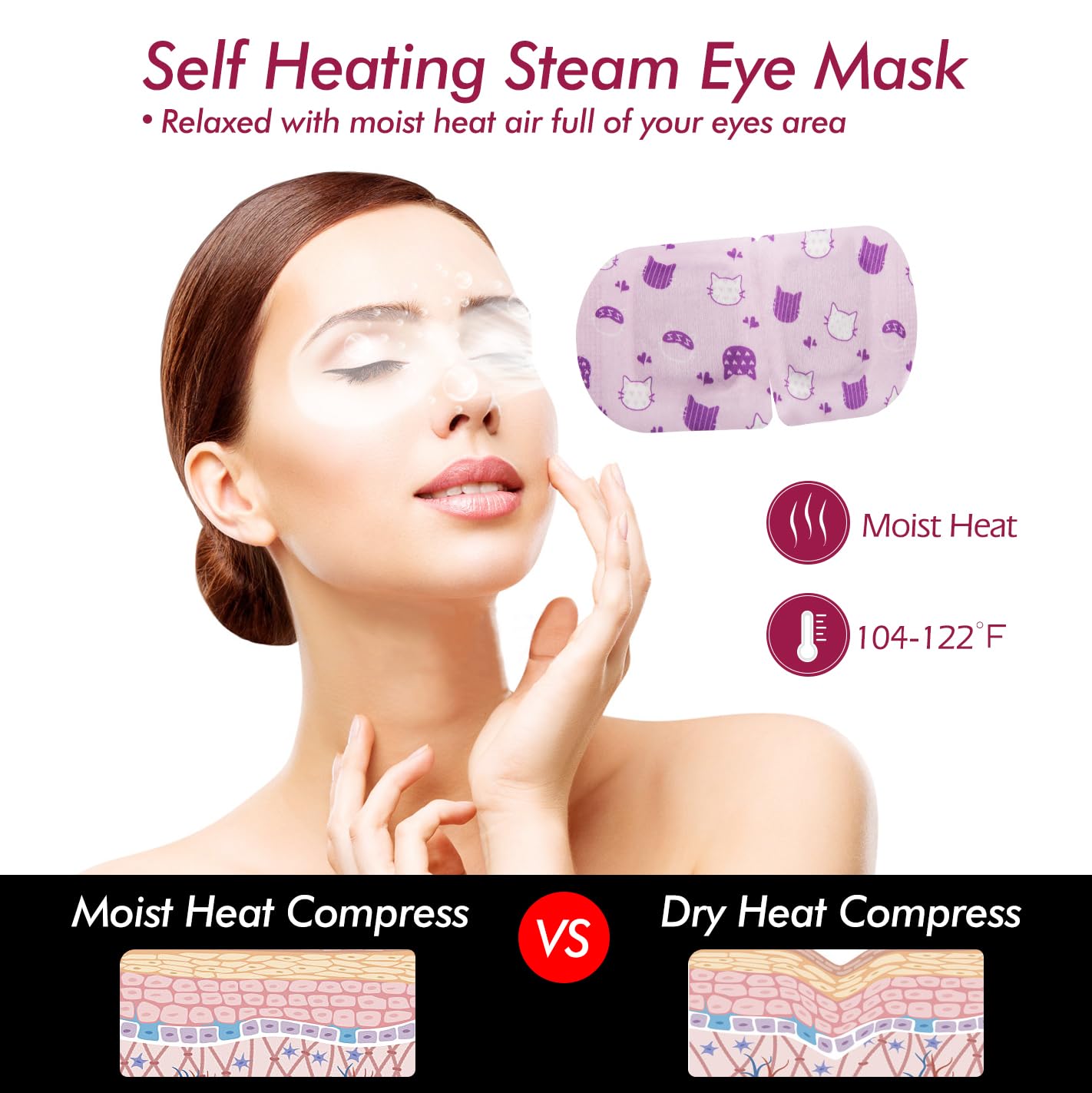 Jekeno Steam Eye Mask, 30 Packs Eye Masks for Dry Eyes, 40-60 Minutes Self Moist Warm Compress Heated Disposable Mask for Sleep, Spa Relaxing Trip Gifts, Travel Essentials for Women Men