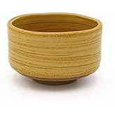 Product of Gifu Japan Ceramic Matcha Bowl, Handmade Chawan Japanese Green Tea Cup, Matcha Mixing Bowl, 400ml 13.6 oz, Brush Stroke Pattern, Yellow