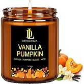 DL DREAMY DEWLA Fall Candle, Vanilla Pumpkin Scented for Home, 7oz Soy Wax | Autumn Home Decor, 50hr Burn Time, Holiday Thanksgiving Gifts for Women Men