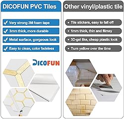 DICOFUN 10-Sheet Hexagon Peel and Stick Backsplash