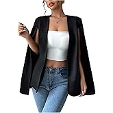 OYOANGLE Women's Cape Blazers Split Long Sleeve Open Front Elegant Work Dressy Jacket Coat Workwear