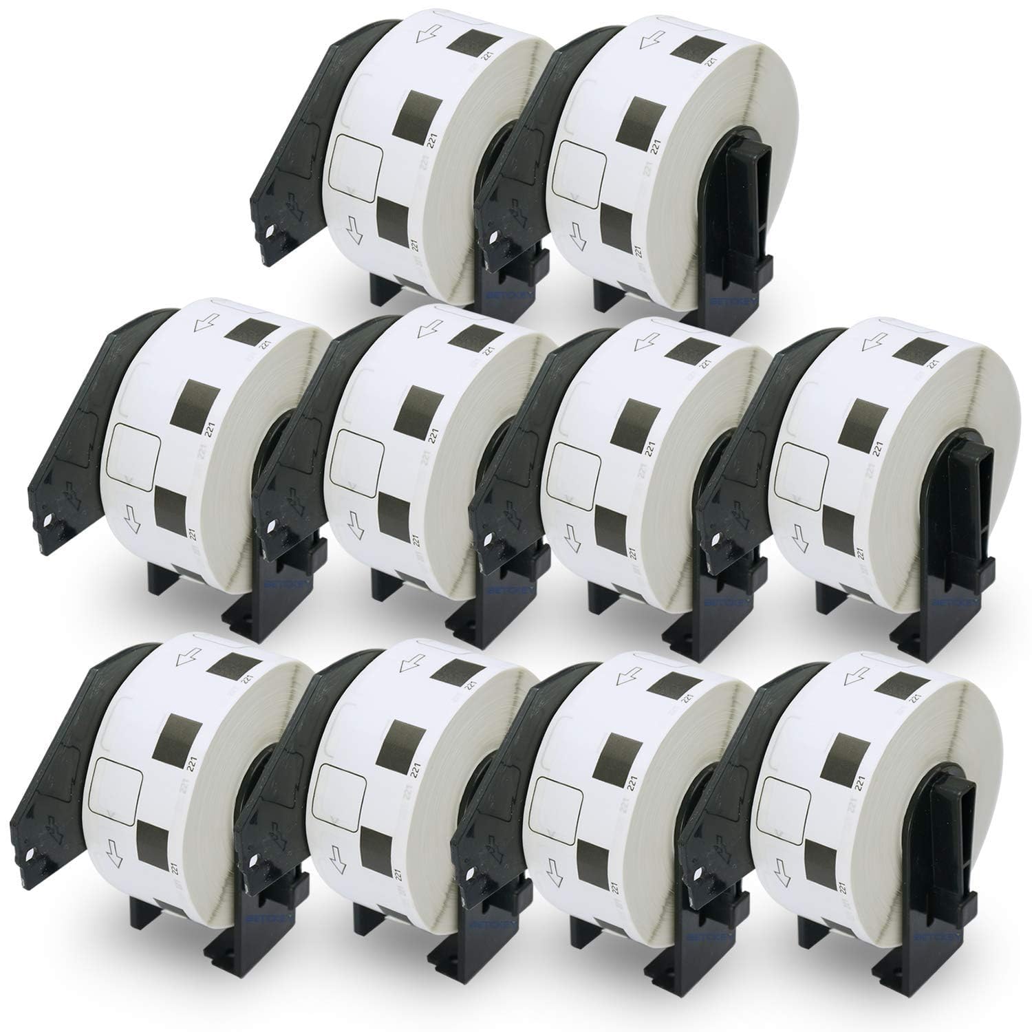BETCKEY - 10 Rolls DK-11221 Labels, 23mm x 23mm, 10000 Square Labels Compatible with Brother QL Label Printers