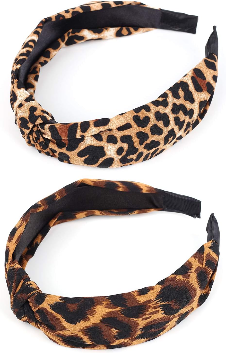 Belerry 2 Pieces Leopard Print Headbands Bow Knot Cross Tie Headwrap Hair Band Hoop Fashion Hair Accessories for Women and Girls