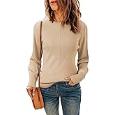 Dokotoo Womens Ribbed Knit Long Lantern Sleeves Sweater Crewneck Casual Slim Fit Pullover Jumper Tops