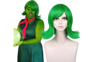 Probeauty Green Wig Short Curly Green Wig for Women New Movie Characters Halloween Cosplay Wigs