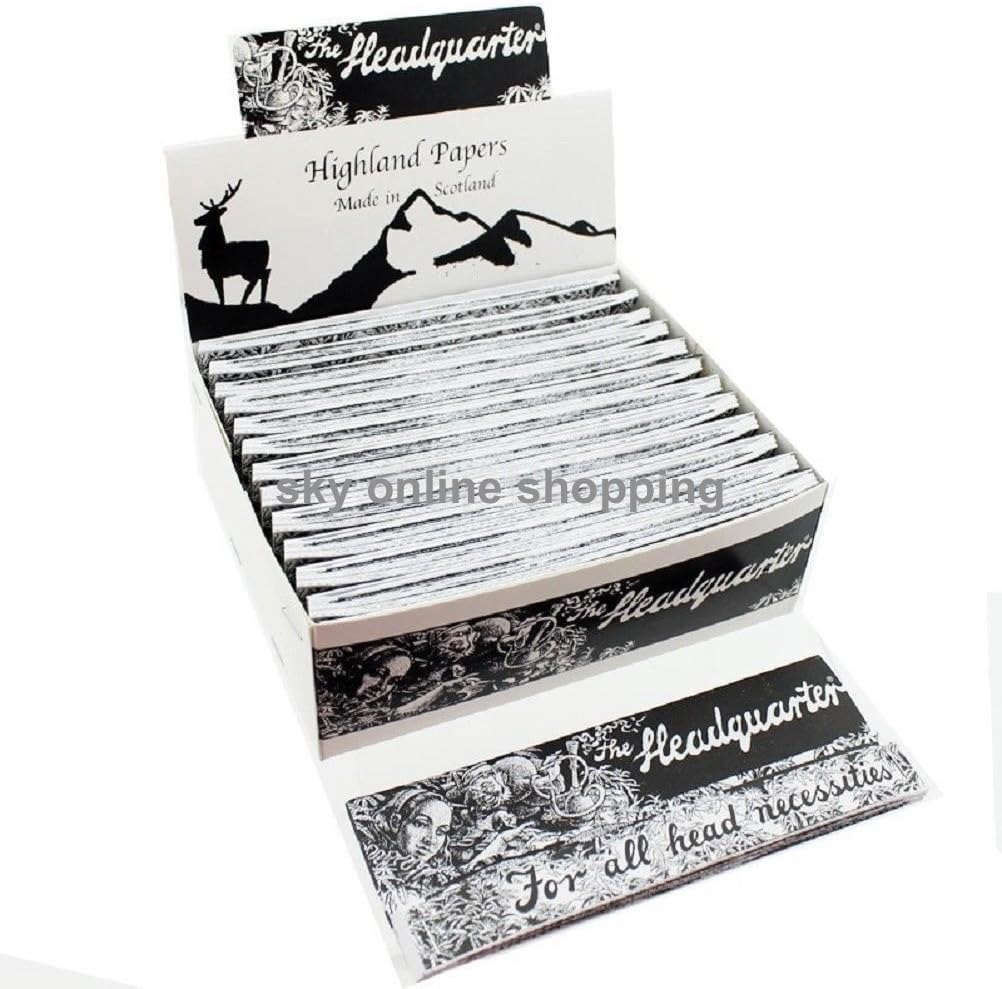 12 Booklets Highland Headquarters King Size Rolling Paper & Roach Card Tips Smoking Papers