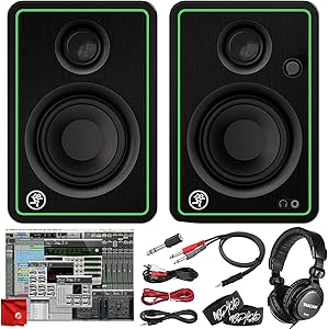 Mackie CR3-X 3-Inch Creative Reference Multimedia Monitors Bundle with Pro Tools First DAW Music Editing Software, Closed-Back Professional Studio Headphones, Dual 1/4