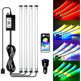 GZ5CG Car Interior Led Foot Well Light Strip 13 Inch 72LEDs Soft Lighting Bendable Under Dash RGB DIY 210 Modes Static/Chase/