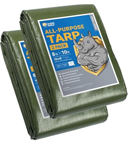 GUARD SHIELD Tarps Heavy Duty Waterproof 12x16 Feet Green Poly