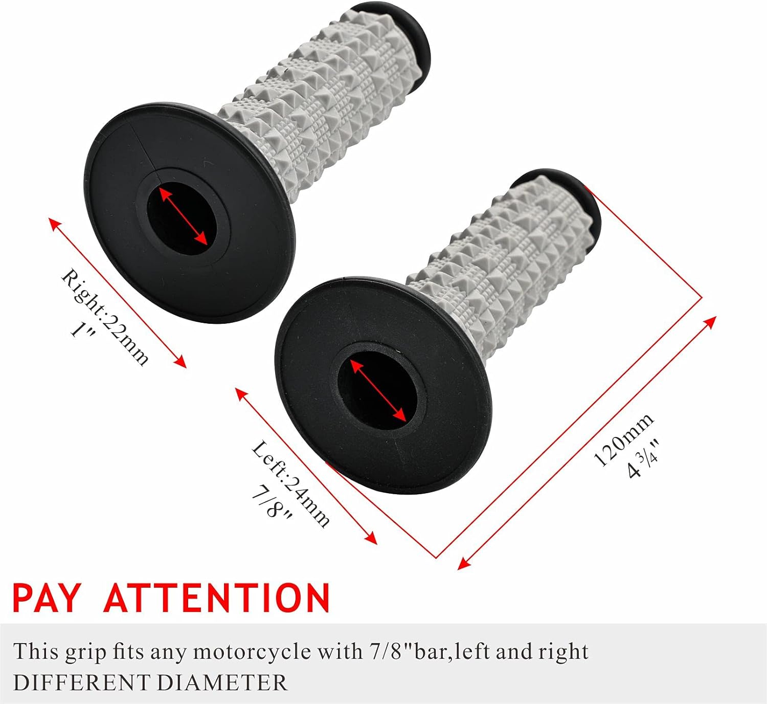 MaySpare 7/8" Motorcycle Handlebar Grips 22mm 28mm For Apollo 125cc 250cc For Yamaha Honda Suzuki Kawasaki Dirt Pit Bike Universal ATV UTV (Black): Automotive