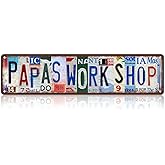 Vintage Papa's Work Shop Wall Decor Street Signs Metal Tin Signs 16 x 4 Inches Gift for Father