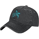 Wisedeal Women's Sea Turtle Hat for Men Women, Adjustable Vintage Distressed Washed Baseball Cap for Turtle Lovers