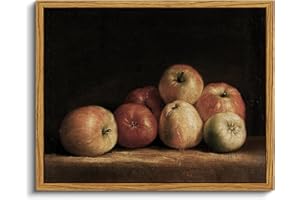 VIYYIEA Vintage Framed Apple Wall Art, Kitchen Bedroom Dining Room Fruit Art Decor, Still life of apples Canvas Print Paintings, French Country Home Farmhouse Dark Decor, 8x10 Inch