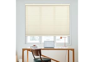 DEZ FURNISHINGS Cordless 1.5" Light Filtering Cellular Shade, 56" W x 64" H, Ivory
