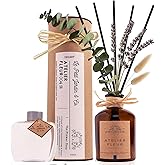 Reed Diffusers - Oil Sticks Diffuser Set with Real Dried Flowers - Reed Diffusers for Home, Bathroom & Office | Air Freshener Fragrance Sticks for Shelf Decor & Gifts by Le Petit Jardin & Co.