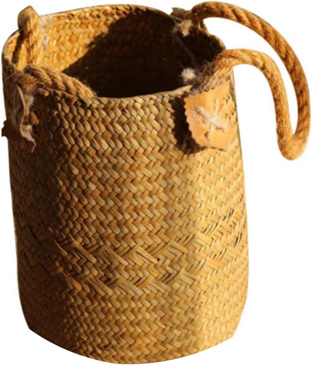 Home Garden Foldable Seagrass Laundry Basket Storage Baskets Hanging Baskets Flower Pots Rattan Planter Organizer,YB