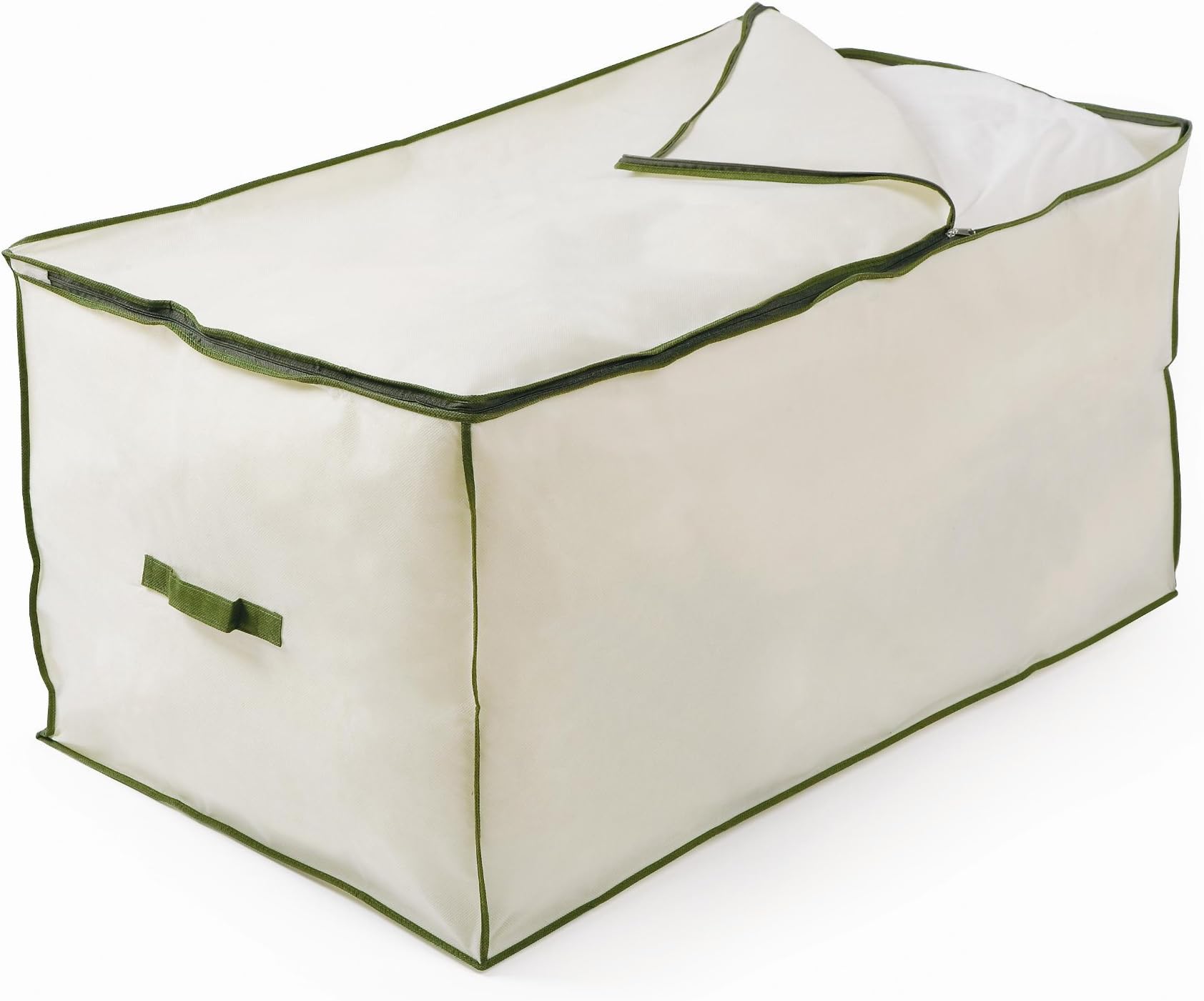H & L RusselLtd Jumbo Bag, Taupe with Harvest Green Trim