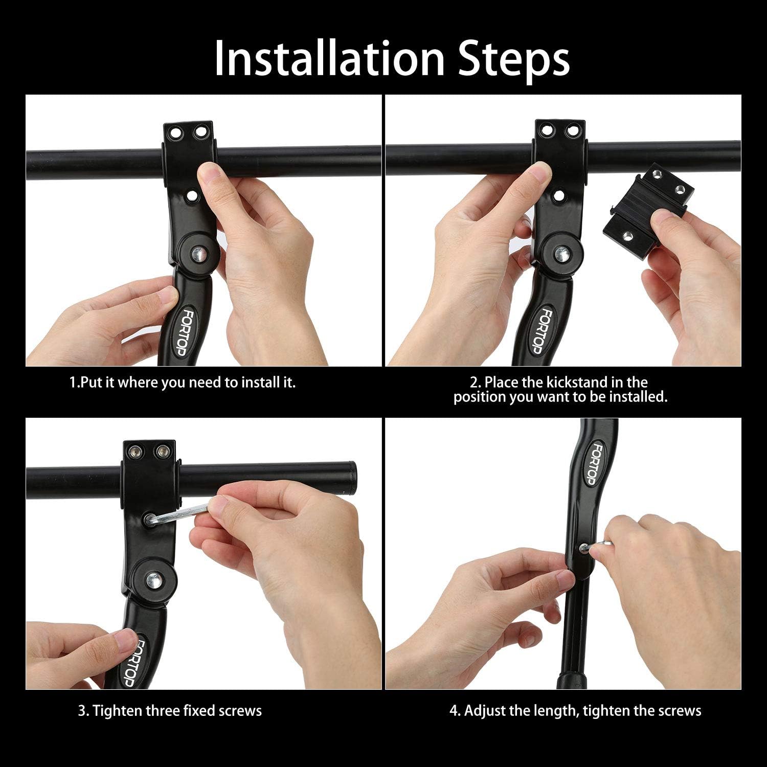 FORTOP Bike Support Bicycle Kickstand Adjustable Aluminum Alloy for 22" 24" 26" 28" Mountain Bike/Road Bicycle/BMX/MTB/City Commuter Bike/Kids Bike/Sports Bike/Adult Bike/700 Road Bike: Home Improvement