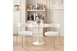 SoarFlash Kitchen Table and Chairs for 2, 24" Dining Table Set for 2 with Boucle Upholstered Chairs, 3 Piece Round Kitchen Table Set, Dining Room Table Set for Small Space, Apartment