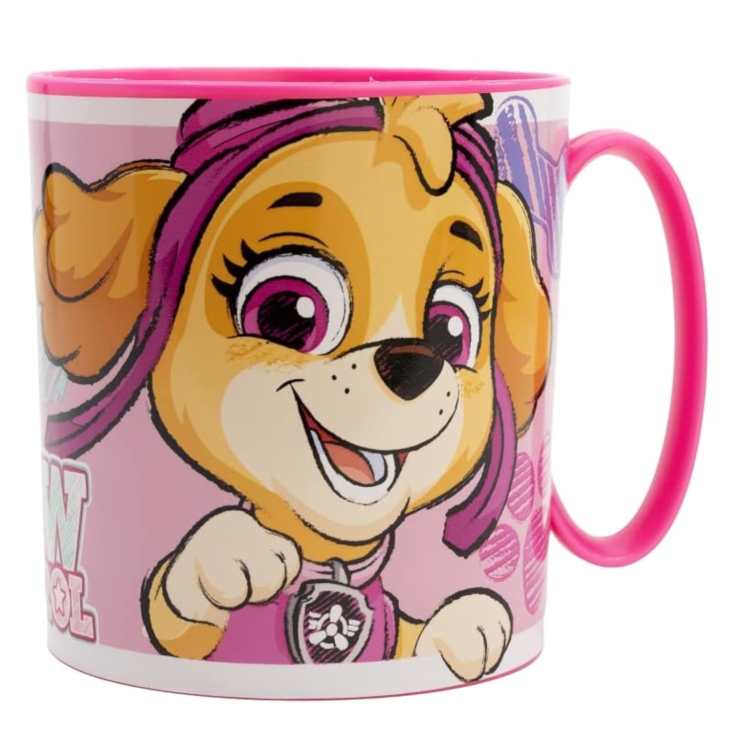 Golddunes Kids 2023 Character Licence Mug 350ML Drinking Re-Usable Plastic Cup Microwave Safe (Paw Patrol Girl Skye)