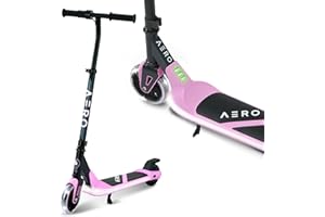 AERO MOBILITY Aero iSporter Kids Electric Scooter | Hand Acceleraor & LED Lights | Electric scooters for Boys Girls Ages 6-12 | Rubber Deck Mat, Battery Indicator& Adjustable Heights