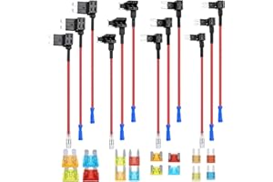 12 Pack 12V Car Add-a-Circuit Fuse Tap Kit, 4 Types ATO ATC ATM APM Fuse Holder with Tap Adapter, Standard Mini Micro2 and Lo