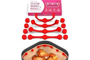 WM infinite Air Fryer Magnet Silicone Buckle 2 for Holding Down Air Fryer Parchment Paper Liners, Prevent Disposable Paper Liner From Covering Food and Touching Heating Element to Burn (Upgraded RED)