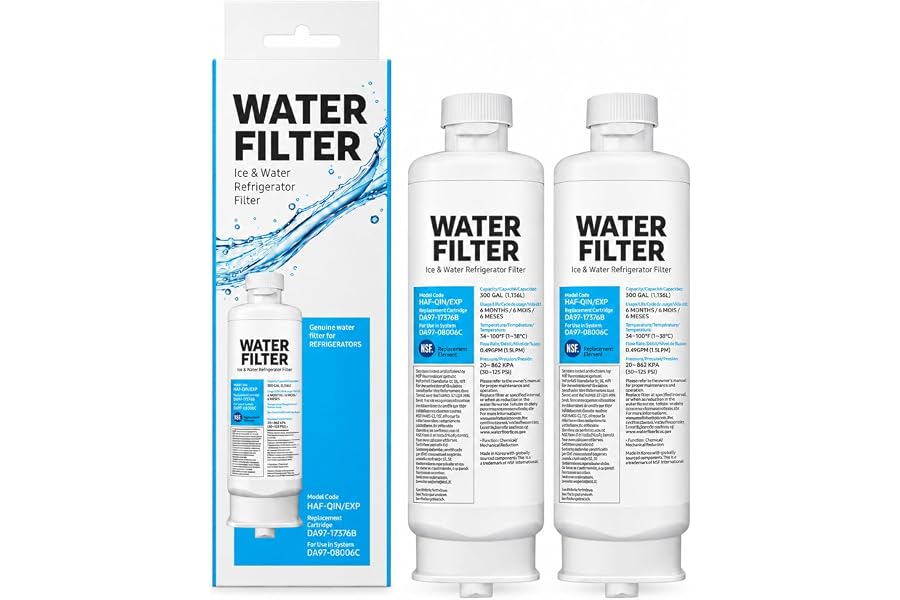 Water Filter Replacement for Samsung DA97-17376B, HAF-Qin/EXP, DA97-08006C, RF28R7201SR, RF28R7351SG, RS27T5200SR - AFT1000T Faucet Mount Water Purification Unit (2 Pack)