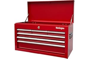 Workington Portable Metal Tool Chest with 6 Drawers, 24" 6-Drawer Tool Chest Cabinet with Ball Bearing Drawer Slides, Steel Tool Storage Box Organizer 4005 Red