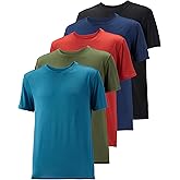 WHITE PEAK TRADING COMPANY 5 Pack Mens Workout T-Shirts Quick-Drying Athletic Short Sleeve Crew Neck Running Gym Tee Tops