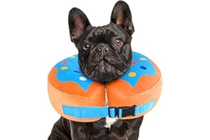 JUANWAN Dog Donut Cone Collar - Inflatable Dog Cone Recovery Adjustable Dog Donut Cone Collar for Dogs Dog Neck Donut Collar E Collar for Dogs Cats After Surgery-L