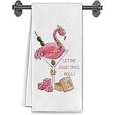 Elefeltclave Pink Flamingo Mahjong Cocktail Kitchen Towels, Mah Jong Cocktail Lovers Gifts Dish Tea Towels for Kitchen Decor, Flamingo Gifts for Women Decorative Hand Towel, 16x24 Inch