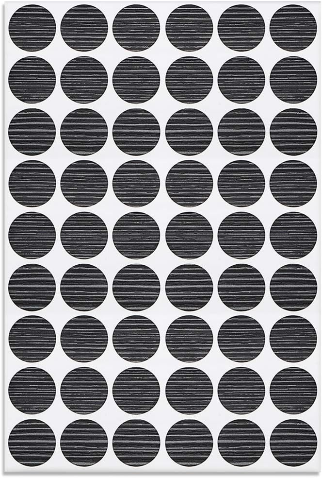 sourcing map Screw Hole Covers Stickers Textured Plastic Self Adhesive Stickers for Wood Furniture Cabinet Shelve Plate 21mm Dia 54pcs in 1Sheet Black Walnut