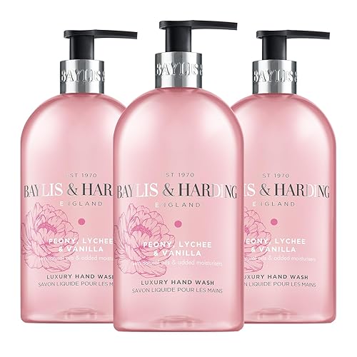 Baylis & Harding Signature Peony, Lychee, Vanilla Hand Wash 500ml (Pack of 3) - Vegan Friendly