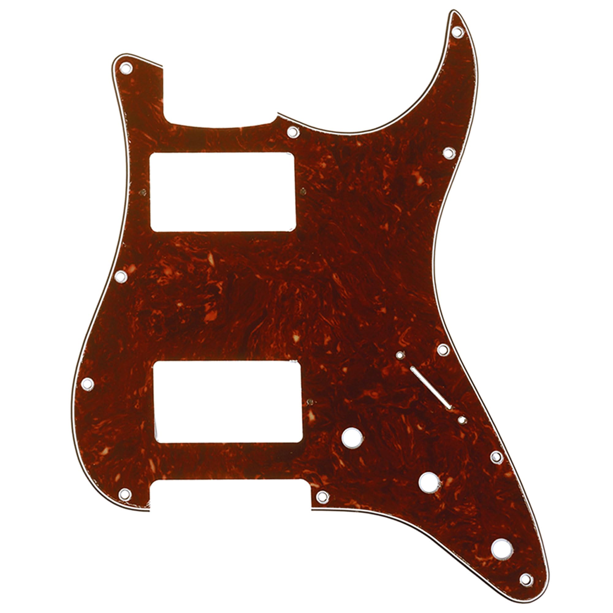 Musiclily Pro 11 Hole HH Strat Pickguard 2 Humbuckers Scratch Plate for American/Mexican Fender Standard Stratocaster Modern Style Electric Guitar, 4Ply Vintage Tortoise