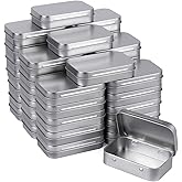 Tamicy Metal Rectangular Empty Hinged Tins, Pack of 40, Silver | Mini Portable Box Small Storage Kit &amp; Home Organizer with lids craft containers 3-1/2"X2-1/2"X4/5"
