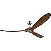 Monte Carlo 3MAVR70BSKOA Maverick Max Energy Star 70'' Outdoor Ceiling Fan with Remote Control, 3 Balsa Wood Blades, Brushed 