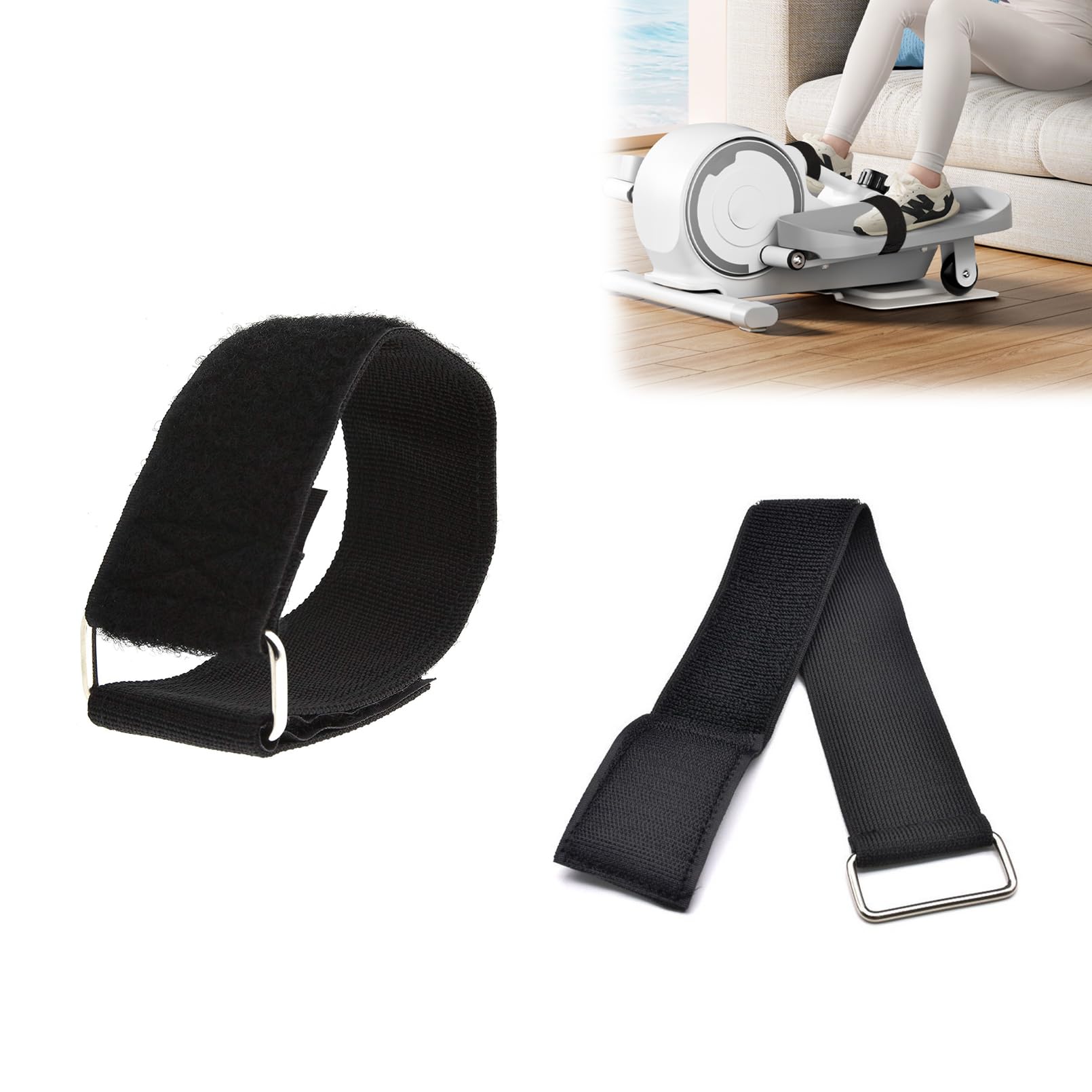2 Pcs Elliptical Machine Pedals Straps,Magic Sticker Straps Adjustable,Leg Training Bands Rubber Sticker Fastener,Universal Rowing Machine Foot Strap,Magic Sticker for Fitness,Equipment Accessories