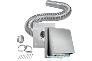 JYINCPED Pellet Stove Fresh Air Intake Kit, 2"x 60" Pellet Stove Pipe Outside Cold Air Intake Kit for Corn Wood Furnace w/Aluminum Flex Vent Pipe,External Wall Vent Rain Cover & Screw Hose Clamps