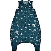 Woolino 4 Season Baby Sleep Bag or Sack with feet, Australian Merino Wool and Organic Cotton, Toddler Sleeping Bag, 18-36m, Space (Glow In The Dark)