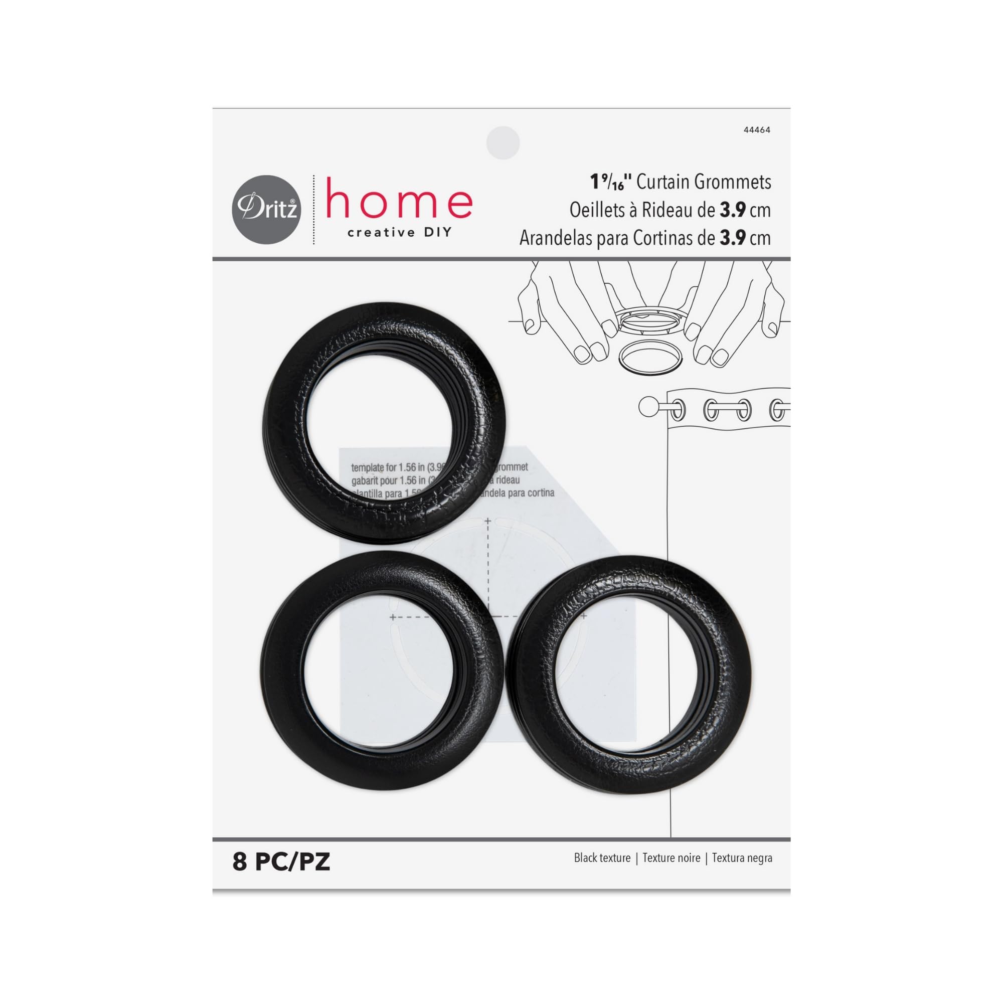 Photo 1 of Dritz 1-9/16" Curtain Grommets, 1-9/16 in, Black Texture