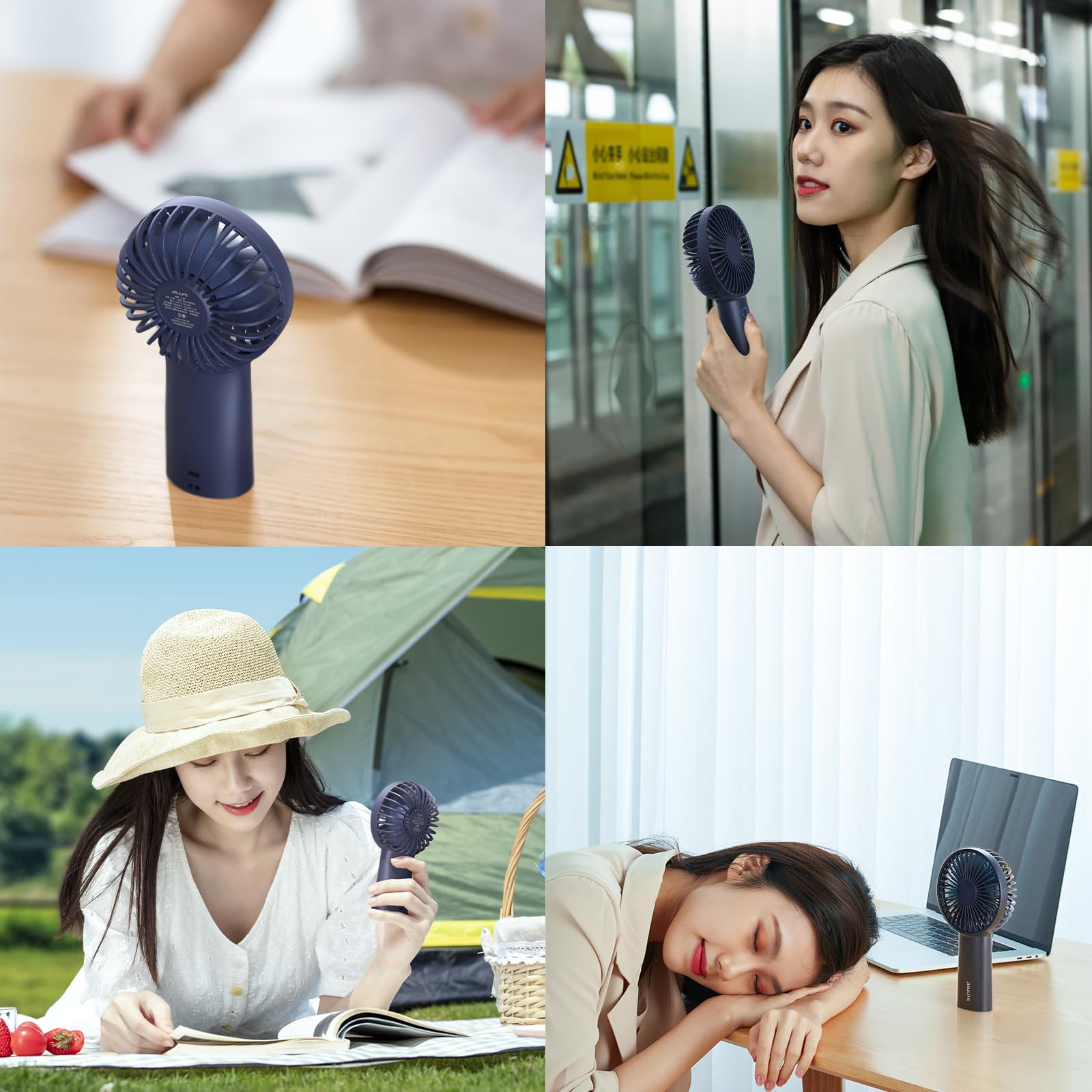 JISULIFE Handheld Fan with 20 Hours of Cooling, 4000mAh Battery, USB Rechargeable Portable Fan for Travel, Makeup, Concerts & Commute – Stay Cool Everywhere (Blue)