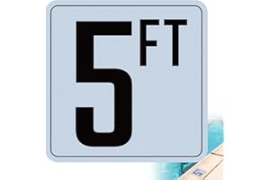 OCQOTAT 5FT Pool Depth Stickers, 6x6 Inches Vinyl Markers, Waterproof Pool Number Signage, Adhesive Safety Decals for Swimming Pool Decks (1 Pack)