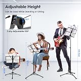 New Bee Music Stand with Carrying Bag, Adjustable Tripod Base, Black view 2