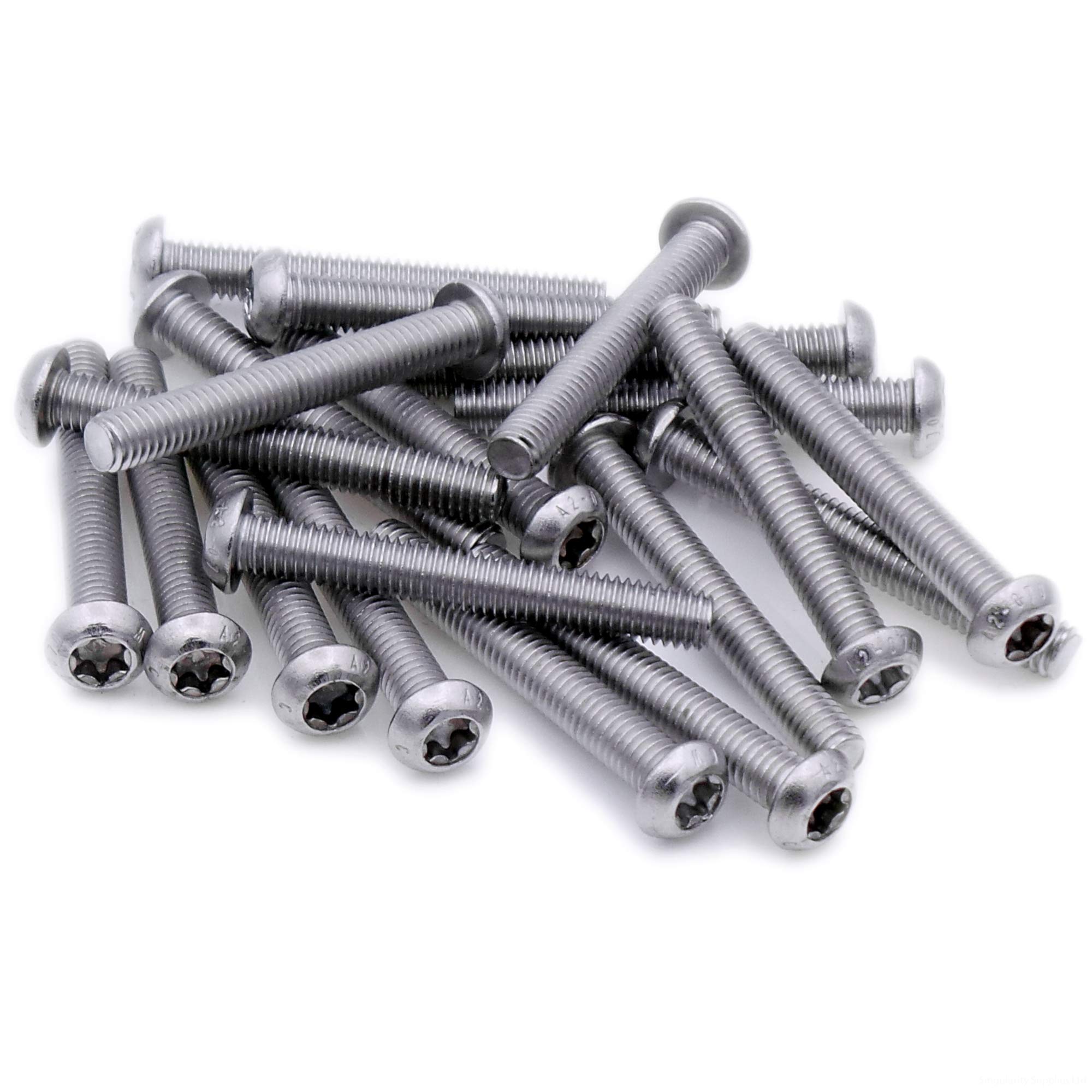 M4 (4mm x 14mm) TX Socket Button Machine Screw (Bolt) - Stainless Steel (A2) (Pack of 20)
